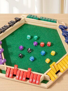 Shut the Box Dice Game for 2-6 Players – Wooden Family Board Game, Classic Table
